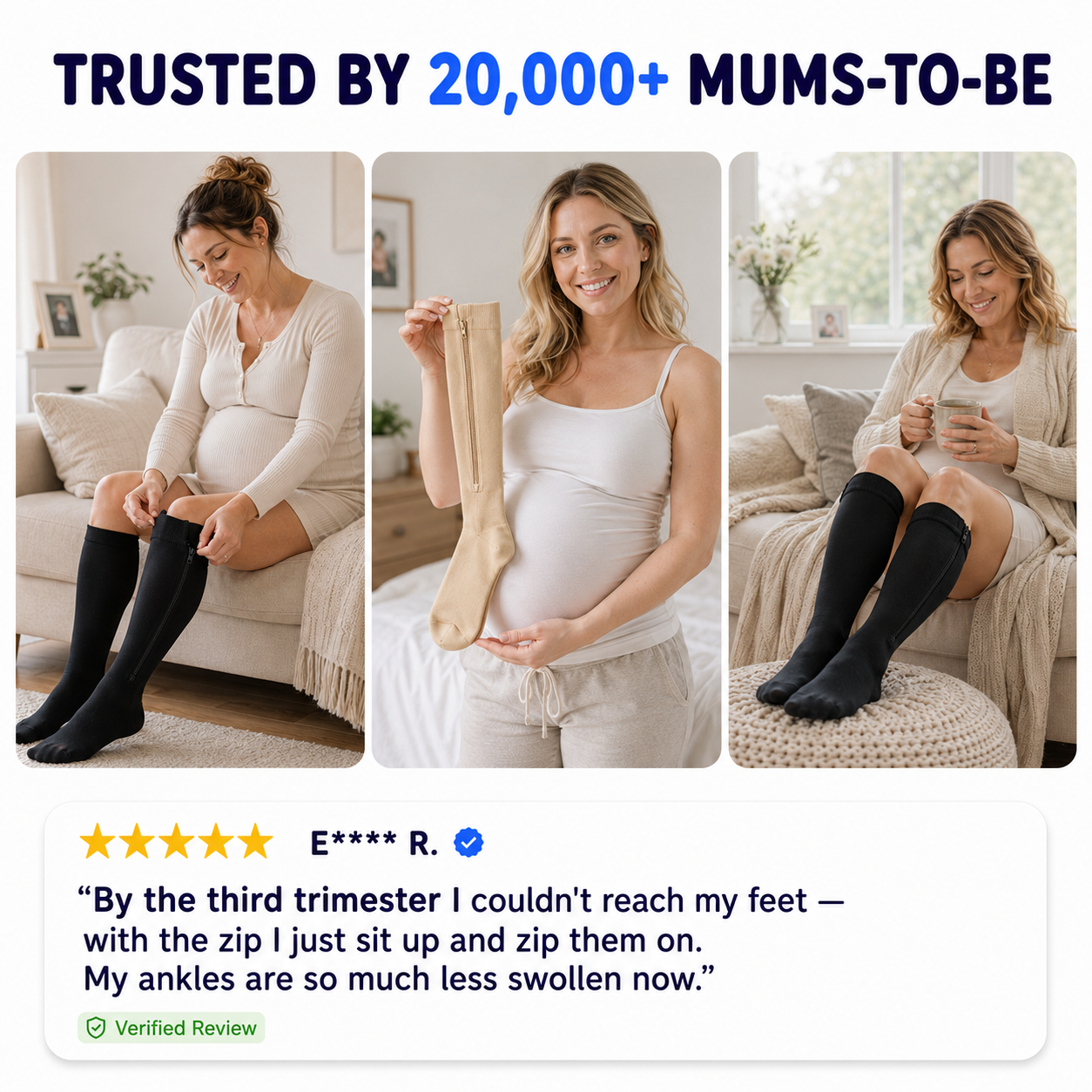 Maternity Compression Socks with Easy Side Zip