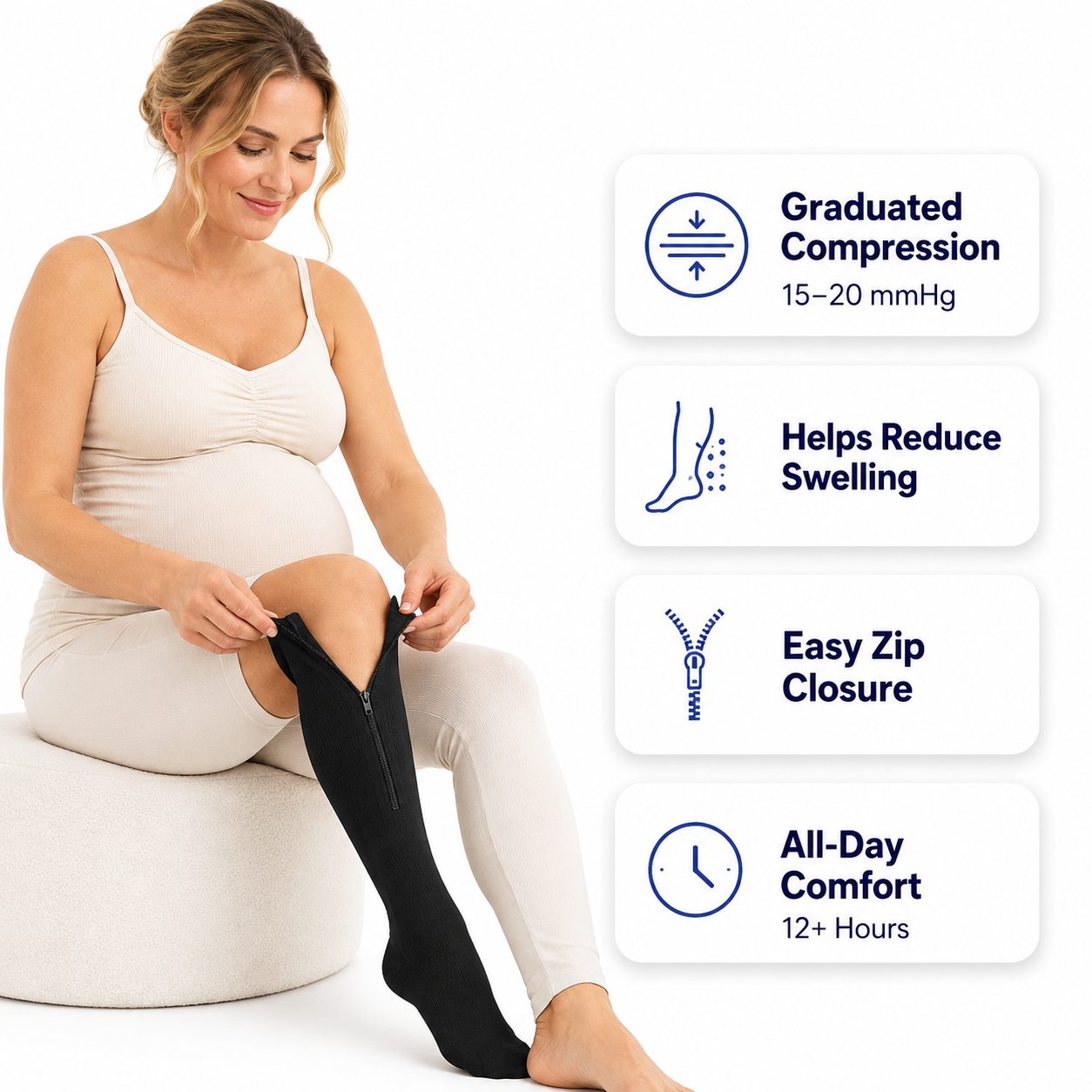 Maternity Compression Socks with Easy Side Zip